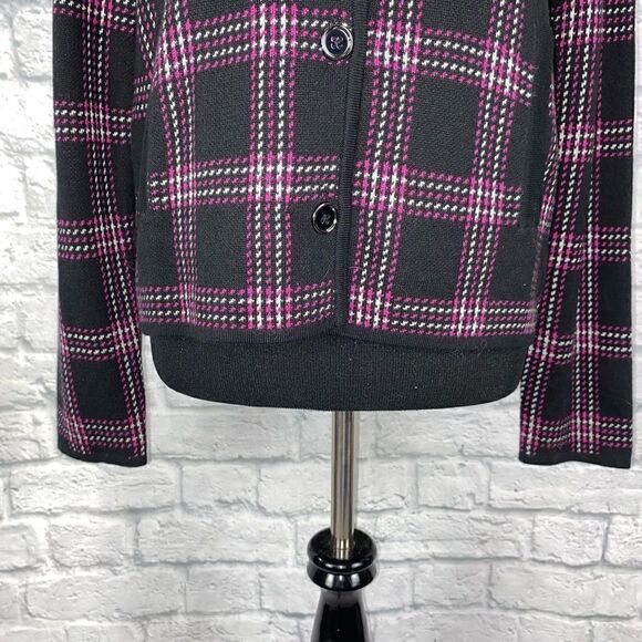Jones New York new w/tags signature plaid sweater button up jacket size large - Picture 2 of 12